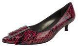 Stuart Weitzman Women's Red Black Snake Printed Leather Pumps 6 B(M) US