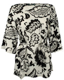 Ralph Lauren Women's Paisley Print Kimono Tunic Top with Self-Tie Belt