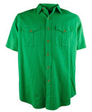 Polo Ralph Lauren Men's Short Sleeve Linen Cotton Button Down Shirt - Green Medium