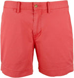 Men's Stretch Straight Fit 6 Inch Flat Front Chino Shorts Red 36