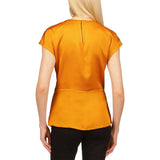Michael Kors Women's Crew Neck Tie Waist Short Sleeve Blouse