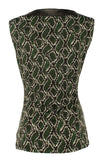 Michael Kors Women's Faux Leather Yoke Printed Tank Top Shirt