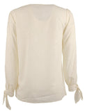 Michael Kors Women's Plus Patterned V Neck Tie Sleeve Top Blouse