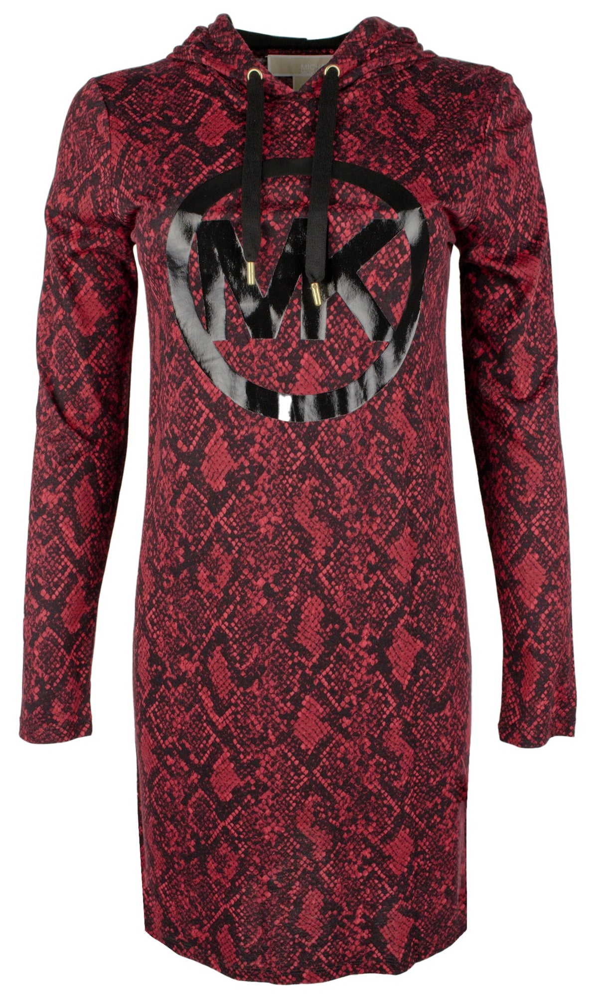 Michael Kors Women's Printed Hooded Dress X-Small Crimson