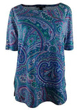 Ralph Lauren Women's Petite Elbow Sleeve Paisley Print Blouse Shirt Tops BM PXS