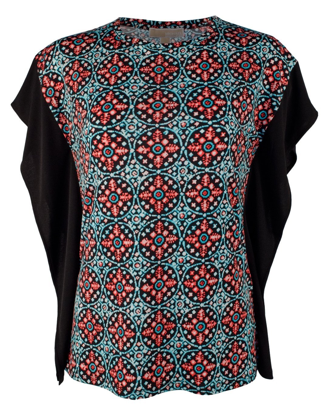 Michael Kors Women's Nui Tile Matte Jersey Rib Trim Top TB XS