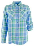 Lauren Ralph Lauren Women's Petite Plaid Roll Tab Button Down Shirt BM PXS