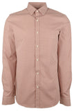 Men's Trim Fit Mini Check Long Sleeves Shirt-HO-X-Large