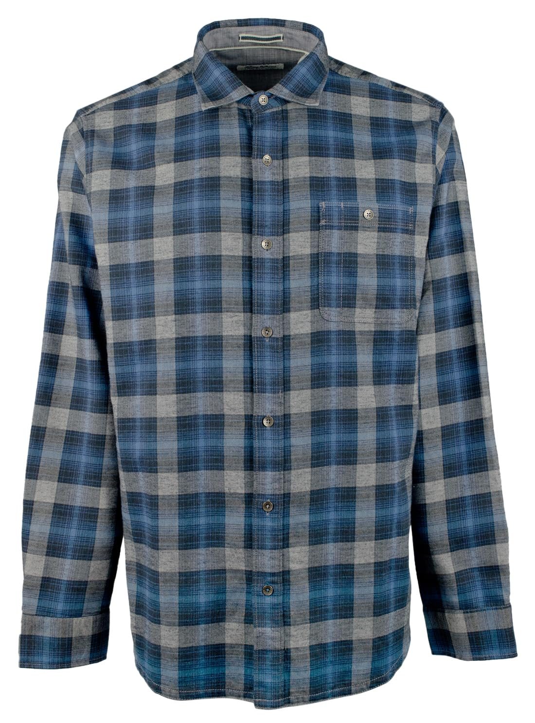 Camisa Tommy Bahama Canyon Beach de manga larga a cuadros acogedores para hombre, color verde azulado bahía, talla pequeña