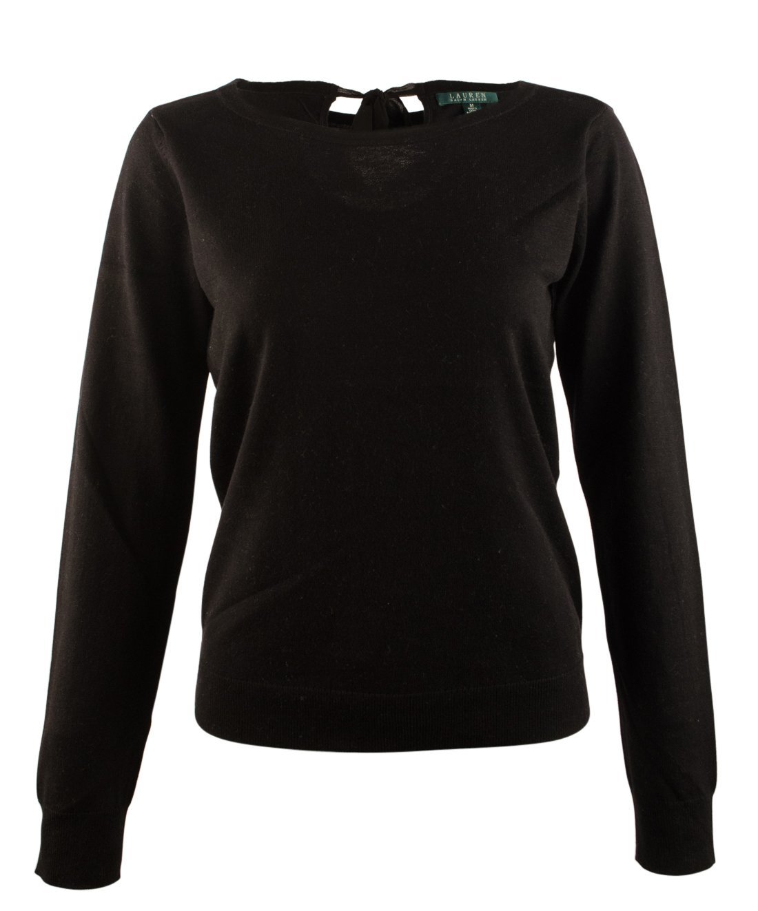 Women's Keyhole Tie-Back Sweater-B-XL Black