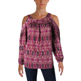 Ralph Lauren Womens Printed Knit Blouse, Purple, Large