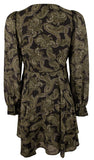 Michael Kors Women's Paisley Georgette Keyhole Neckline Dress OLV 6 Olive