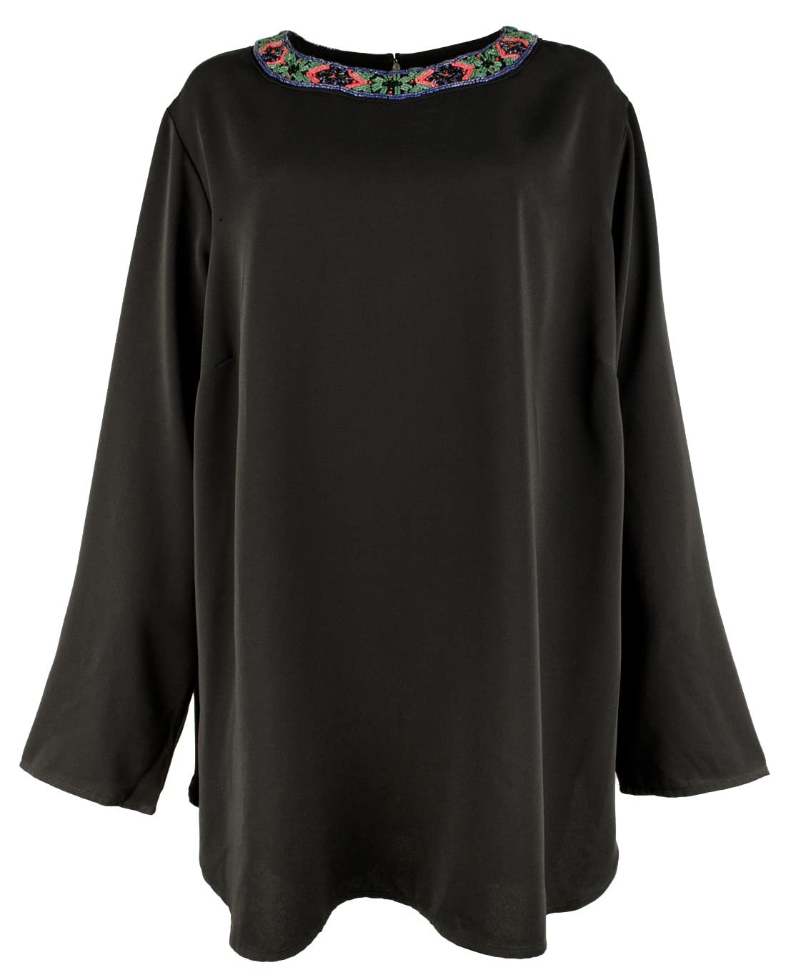 Ralph Lauren Women's Plus Size Beaded Neck Georgette  Blouse