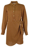 Michael Kors Women's Printed Button Down Collar Tie Waist Shirt Dress X Small