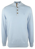 Men's Buttoned Mock Sweatshirt-BLU-Large