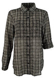 Michael Kors Women's Plus Size Tweed Haberdashery Print Georgette Shirt B 2X