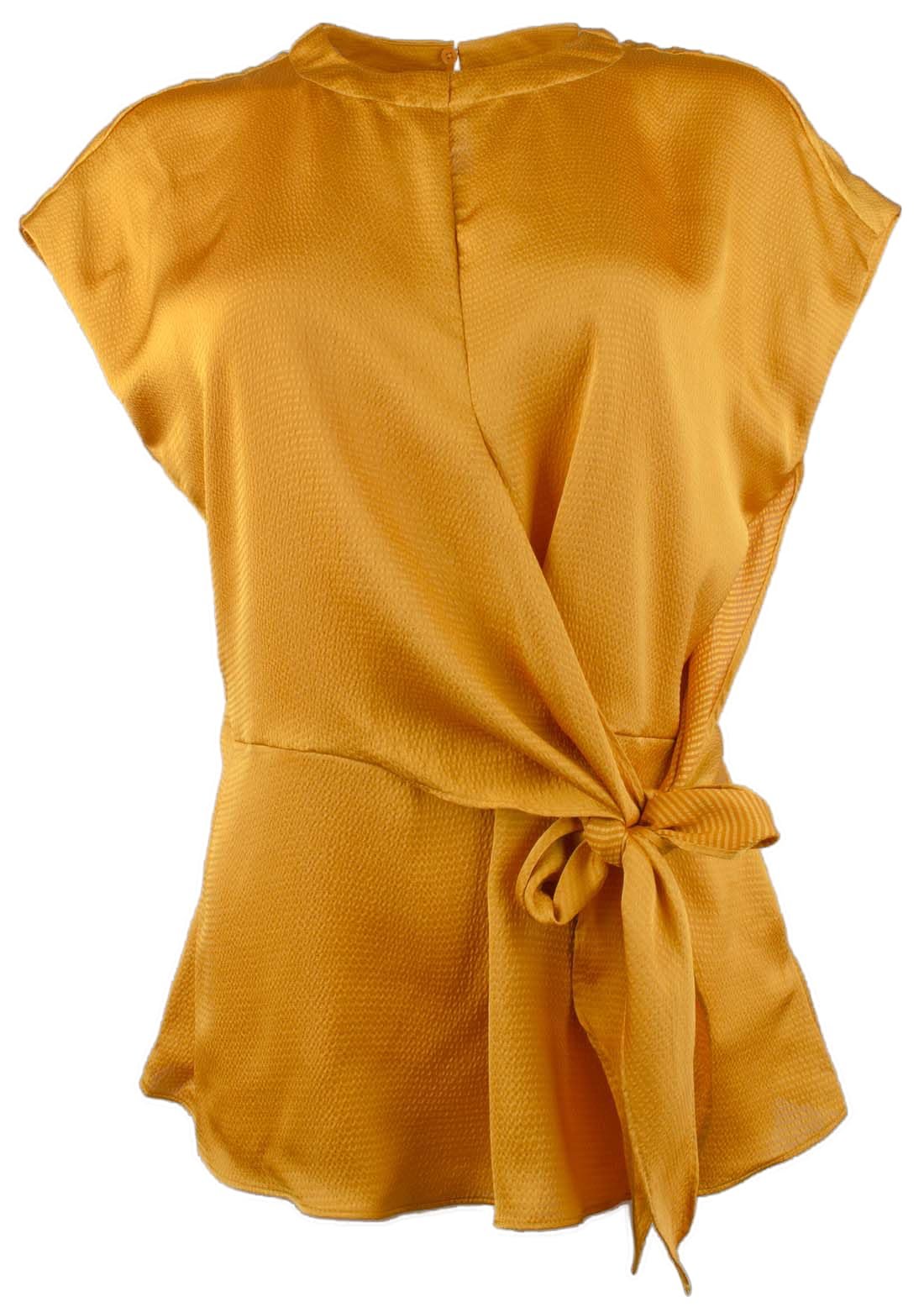 Michael Kors Women's Crew Neck Tie Waist Short Sleeve Blouse