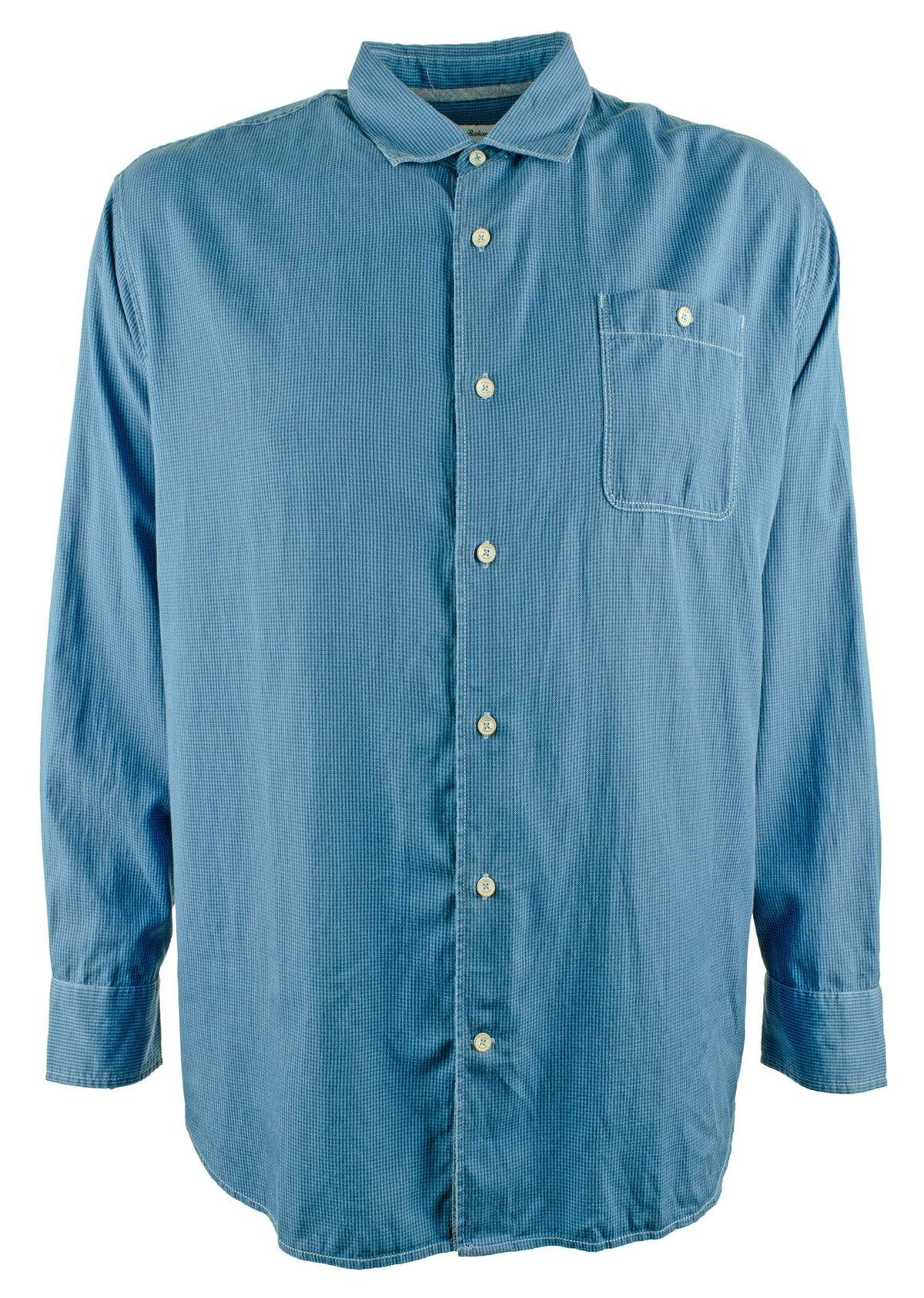 Camisa Tommy Bahama de manga larga a cuadros para hombre, talla grande y alta, 2XB, azul vaquero
