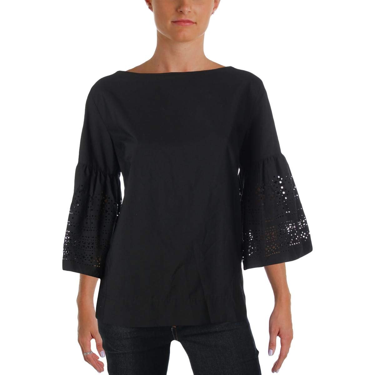 Lauren Ralph Lauren Women's Petite Laser Cut Bell Sleeve Top
