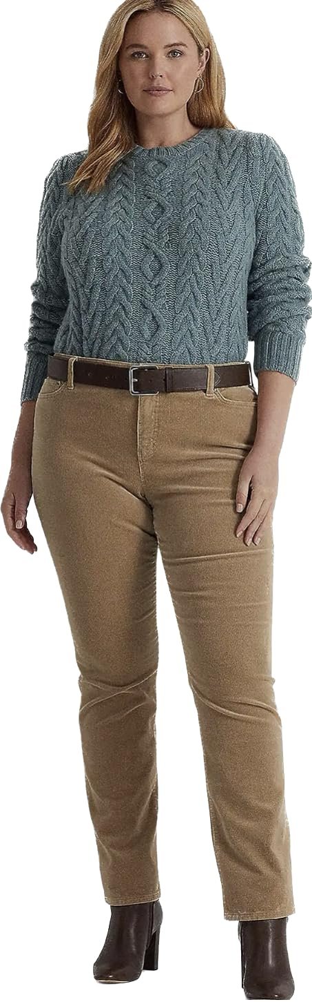 Lauren Ralph Mid-Rise Corduroy Stretch Pant 20W Truffle