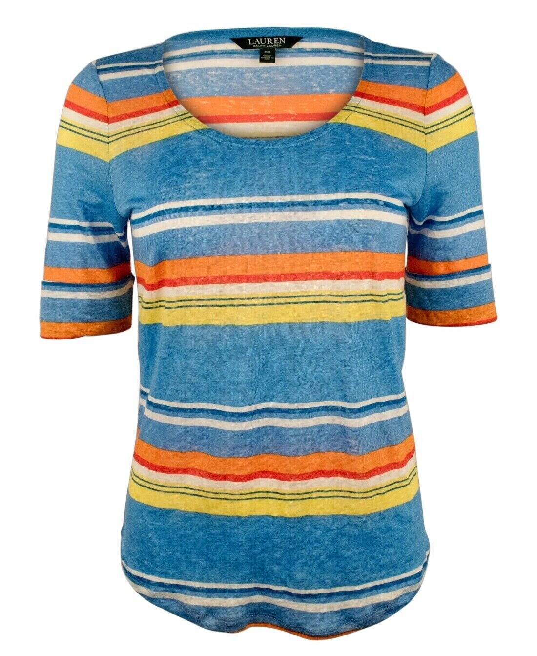 Lauren Ralph Lauren Women's Petite Striped Linen Tee Shirt