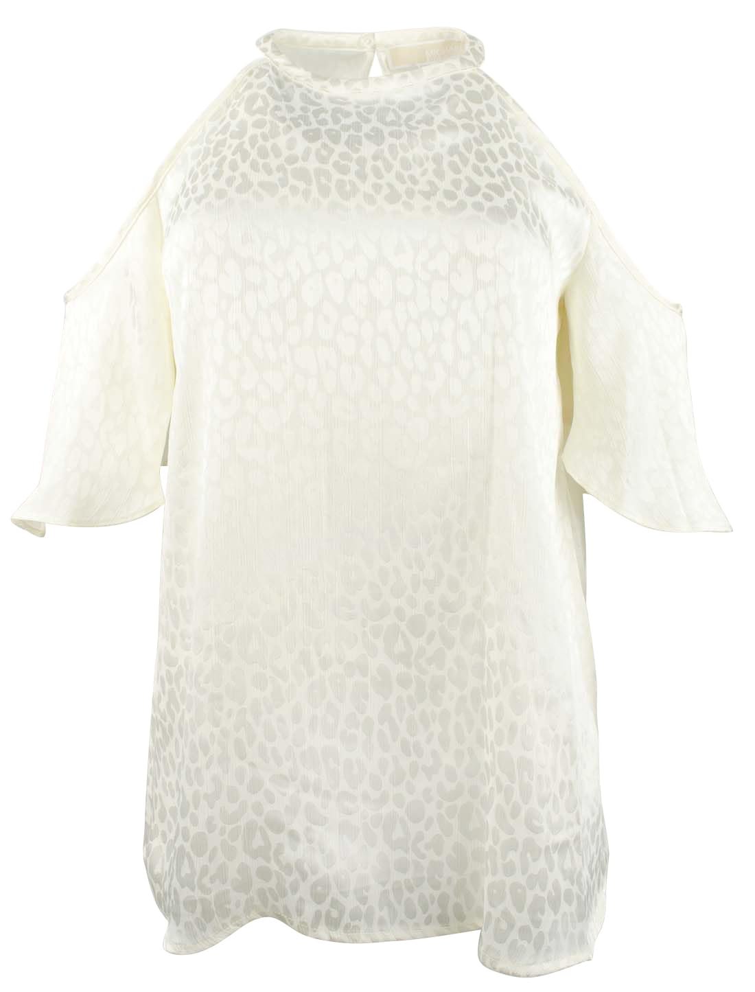 Michael Kors Women's Cheetah Halter Neck Cut Out Sleeve Top Blouse