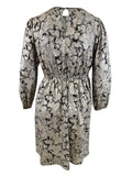 Michael Kors Women's Plus Size Foil Paisley Long Sleeve Flounce Dress