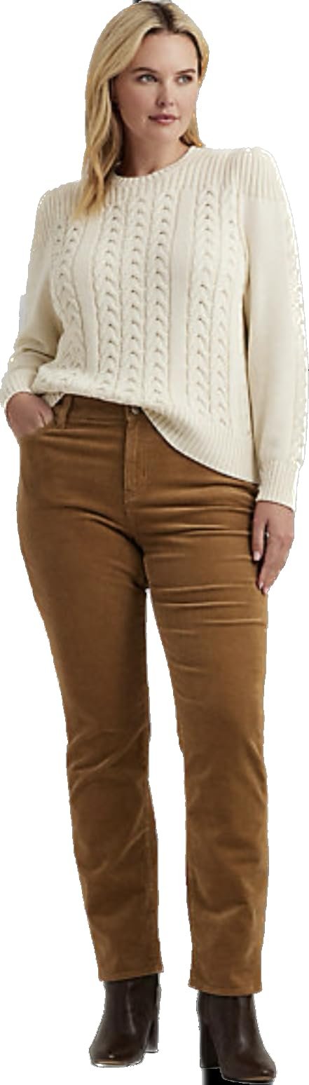 Lauren Ralph Mid-Rise Corduroy Stretch Pant 18W Camel