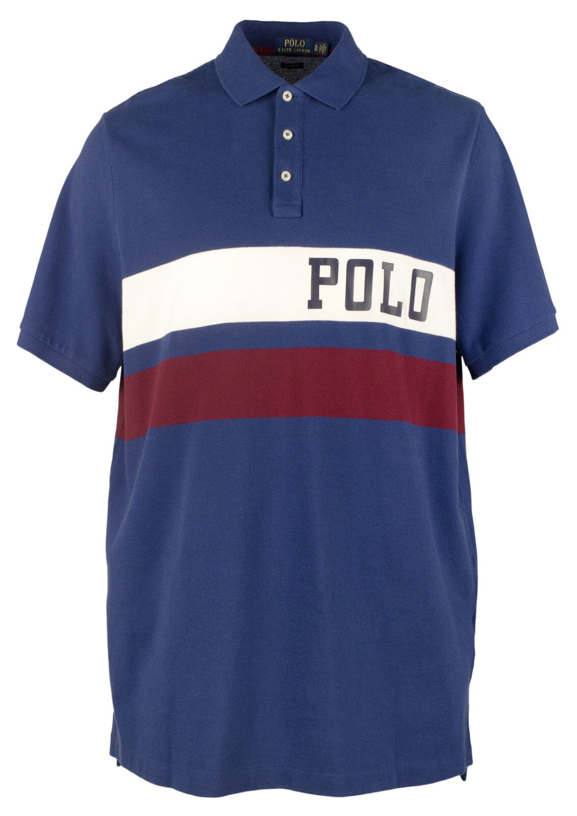Polo Ralph Lauren Men's Classic Fit Two Striped Mesh Polo Shirts Blue XXL