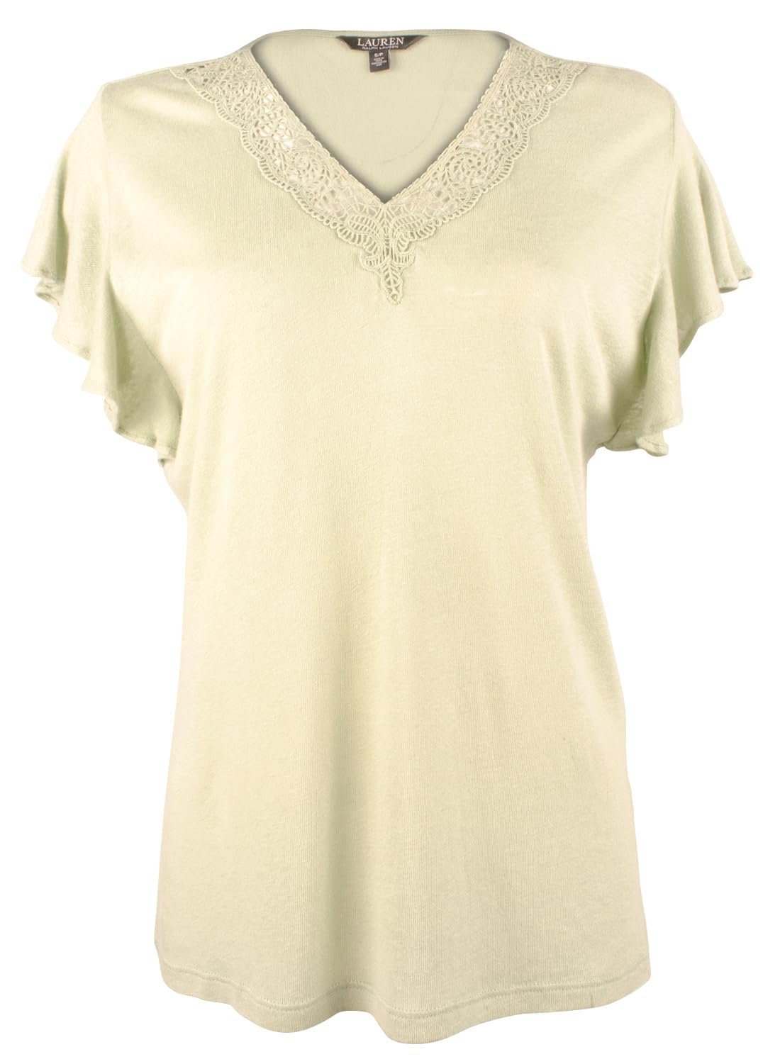 Ralph Lauren Women's Linen Blend Flutter Sleeve Shirt Plus Size 3X