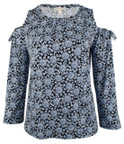 Michael Kors Women's Plus Jewel Print Cold Shoulder Top CB OX