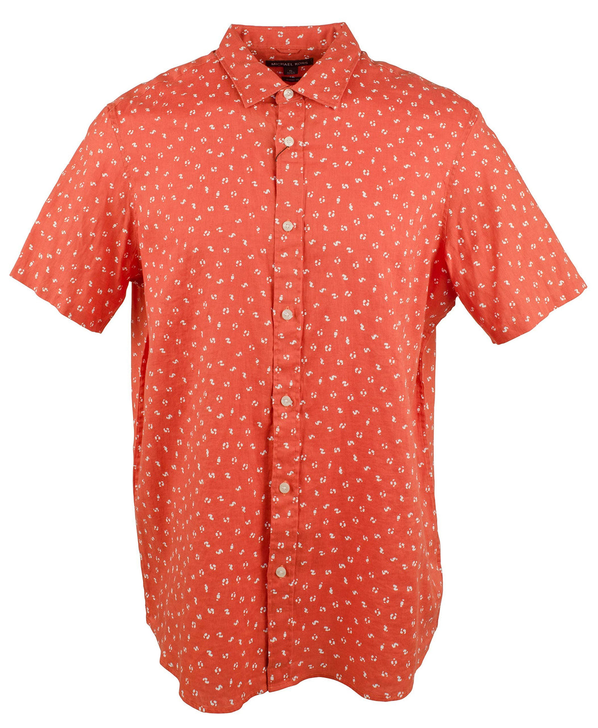 Michael Kors Men's Linen Button Front Short Sleeve Shirt