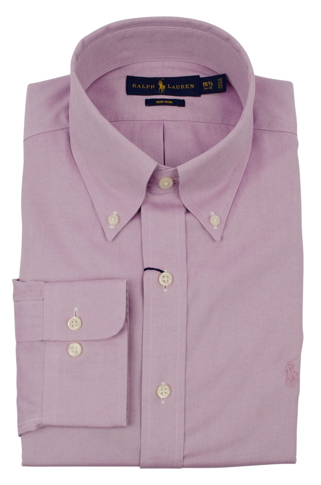 Ralph Lauren Men's Regular Fit Non-Iron Long Sleeve Dress Shirt Purple 16.5 32/33