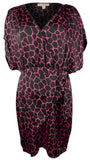 Michael Kors Women's Giraffe Printed Flutter Faux Wrap Dress