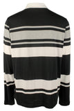 Men's Long Sleve Striped Polo Shirt Blk X-Large