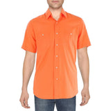 Men's Classic Fit Washed Poplin Clferss Shirt Orng L Orange