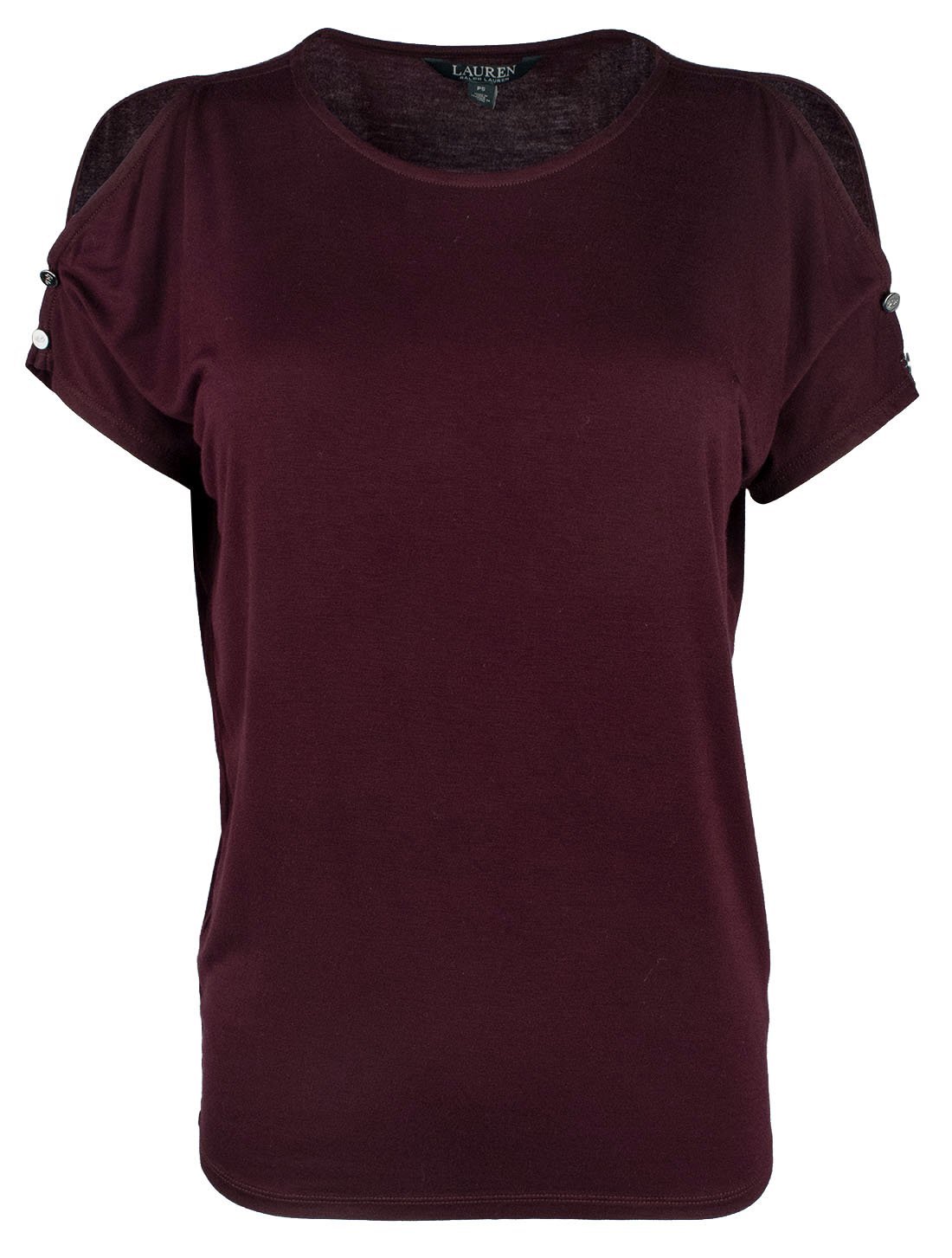 Lauren Ralph Lauren Women's Petite Cutout Button Shoulder Jersey Top