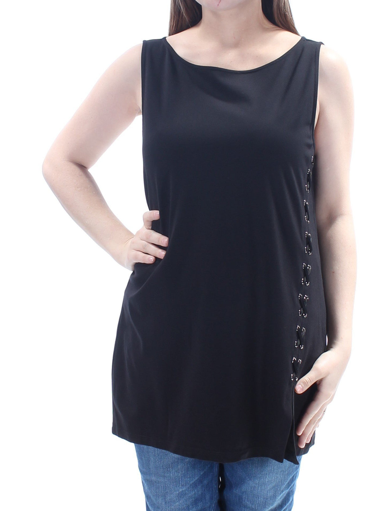 Lauren Ralph Lauren Women's Lace Up Ponte Sleeveless Tank Top Shirt