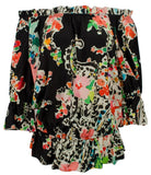Ralph Lauren Women's Petite Shirred Ruffle On/Off Shoulder Ruffle Top