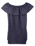 Women's Off-The-Shoulders Flounce Top-I-S True Navy