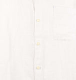 Long Sleeve Ventana Plaid Linen Camp Shirt (Color: White, Size L)