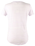Ralph Lauren Women's Purple Striped Twist-Knot Linen Blend Short Sleeve Tee, Size M