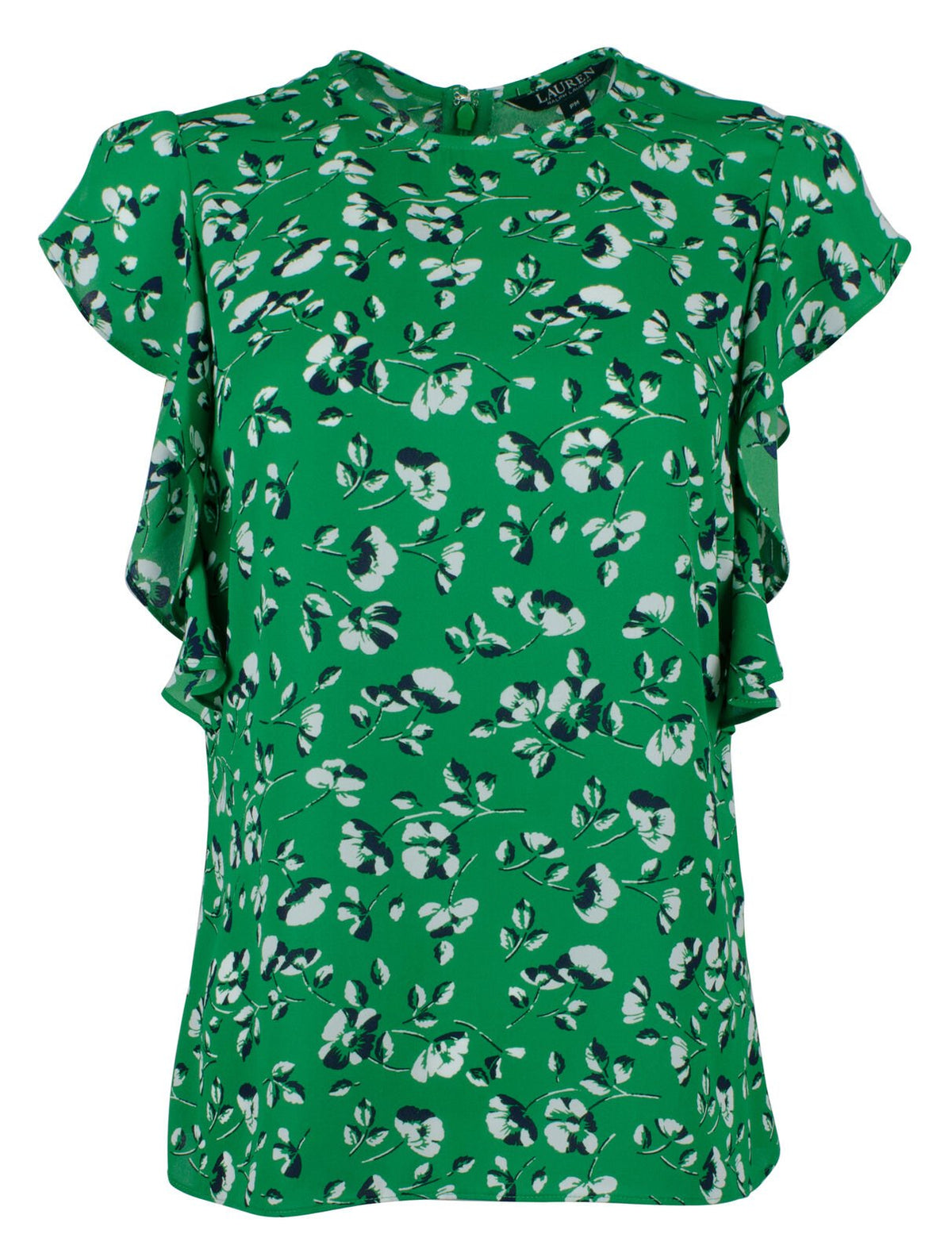 Lauren Ralph Lauren Women's Plus Floral Georgette Ruffle Sleeve Top-GM-1X