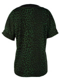 Michael Kors Women's Cheetah Print Faux Leather Trim Cold Shoulder Shirt