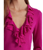Lauren Ralph Lauren Women’s Ruffle-Trim Jersey Sweater Bright Fuchsia X-Large