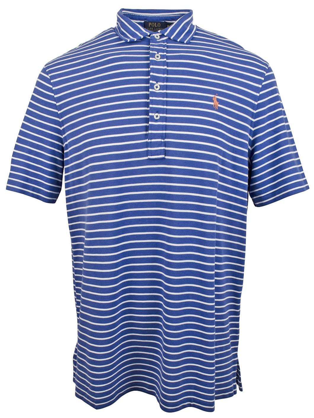 Men's Feather Weight Mesh Classic Fit Striped Polo Shirt-LB-S Light Blue White
