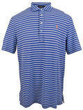 Men's Feather Weight Mesh Classic Fit Striped Polo Shirt-LB-S Light Blue White