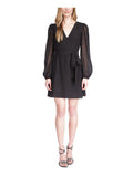 Michael Kors Women's Swiss Dot Wrap Long Sleeve Sheer Dress