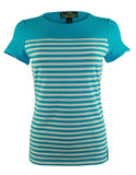 Lauren Ralph Lauren Active Women's Short Sleeve Striped Mesh Yoke Top