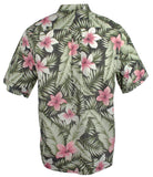 Caribbean Men's Tropical Print Linen Blend Short Sleeve Shirt Multicolor Large